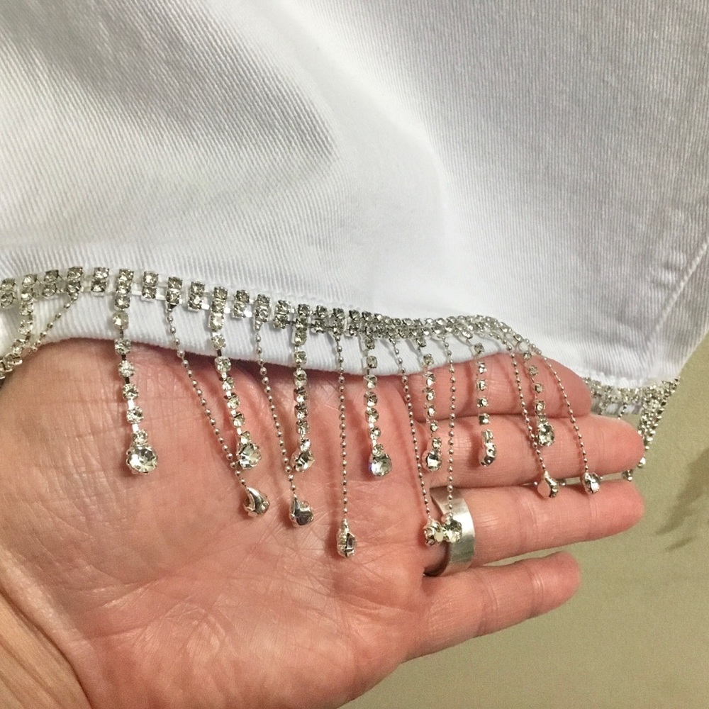 NWT Unique Flying Angel Crystal Fringe Jeans